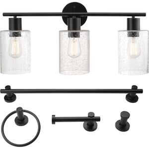 51851 5-Piece All-in-One Bathroom Set – Matte Black, Bristol Style